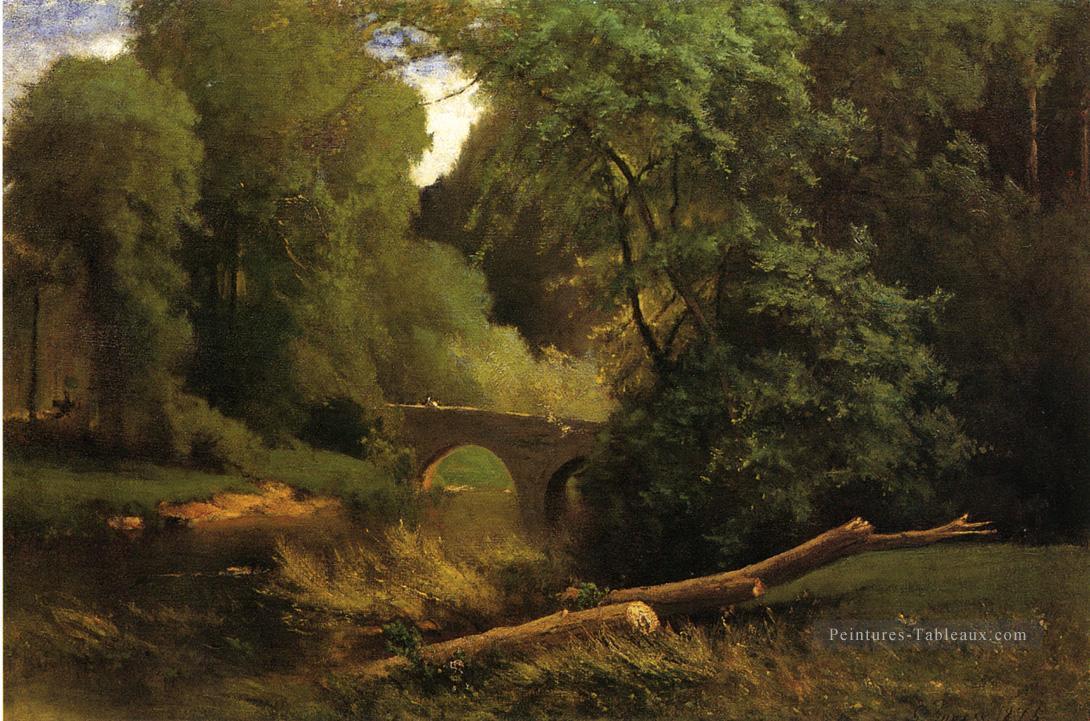 Pont de Cromwells paysage Tonaliste George Inness Forêt Peintures à l'huile